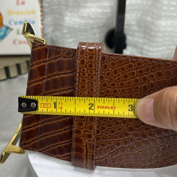 (H) EXPRESS Oversized vintage brown snake print genuine leather belt,made in USA - Picture 10 of 13